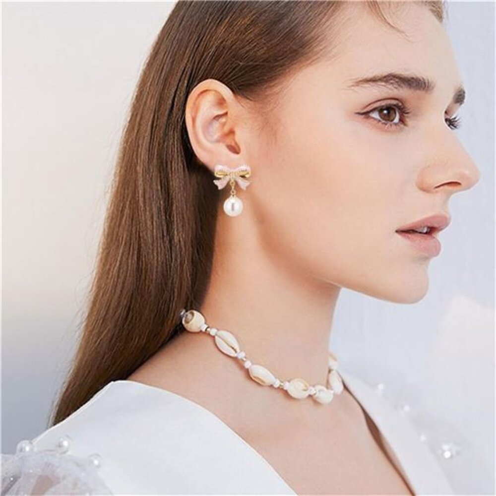 Bowknot Earrings | Resin & 925 Sterling Silver | Dainty Gift for Women - Picture 4 of 6